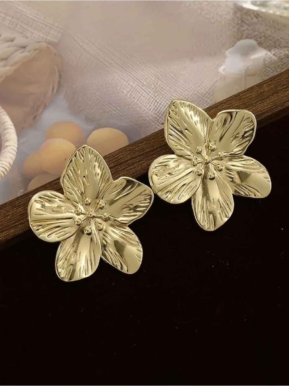 Big Gold Flower Statement Earrings